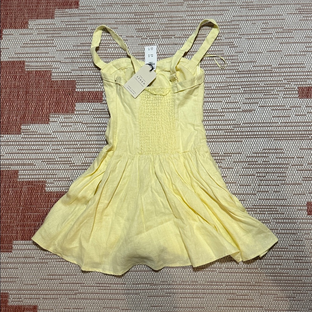 Abercrombie Drop Waist Linen Skort, Yellow, XS - Picture 5 of 5